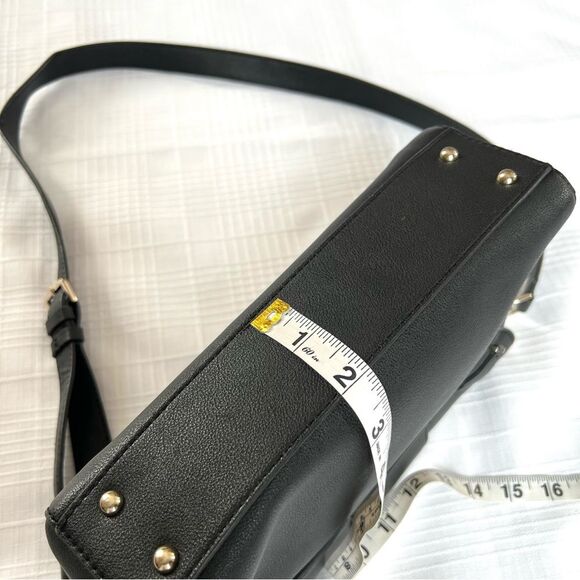 Guess Lani Vegan Black Two Handle Flap Satchel Crossbody Purse Bag - Picture 15 of 16